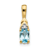 14K Diamond & Blue Topaz Pendant